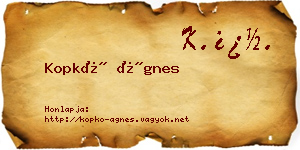 Kopkó Ágnes névjegykártya