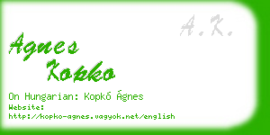 agnes kopko business card