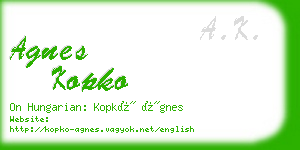 agnes kopko business card